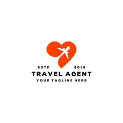 Creative love travel agent logo design