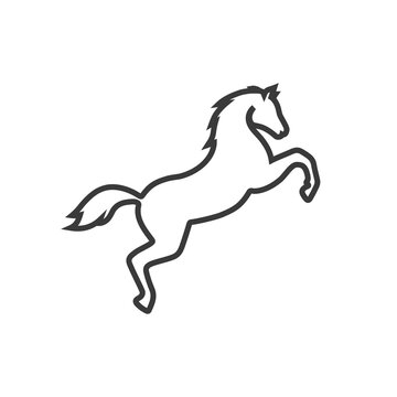 jumping horse line icon vector images