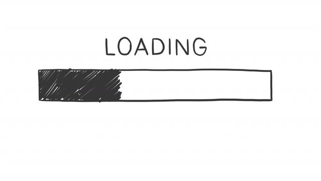 Hand drawn loading progress bar animation with alpha channel, motion graphics.