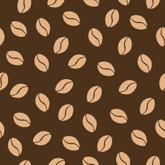 Seamless pattern of coffe in beans. Vector illustration
