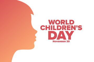 World Children's Day. November 20. Holiday concept. Template for background, banner, card, poster with text inscription. Vector EPS10 illustration.