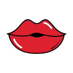 female lips pop art comic style, flat icon