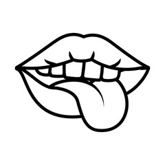 pop art mouth and tongue, line style