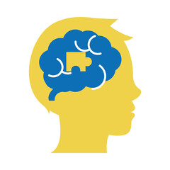 world down syndrome day, human head brain puzzle flat style