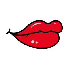 pop art female mouth, line and fill style