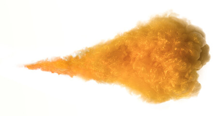 Gold paint glistening in water. Explosion of ink underwater