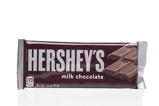 IRVINE, CALIFORNIA - 6 OCT 2020: A Hershey Milk Chocolate Candy Bar With Almonds.