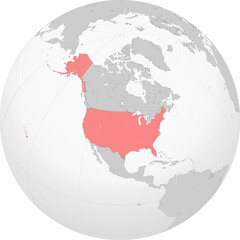 North America with USA on the Globe