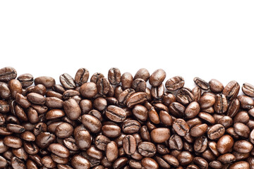 Coffee beans on white background.