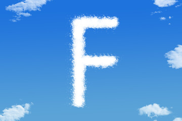 Letter F cloud shape on blue sky