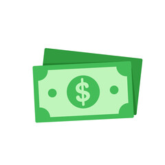 Simple green dollar bills Money spending ideas Isolated on white background.