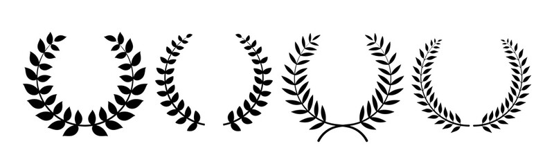 Laurel Wreath vector set. Frame for design. Branches with leaves.