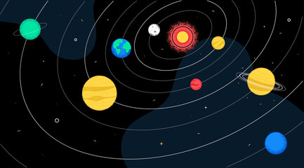 Solar system - colorful flat design style illustration © Boyko.Pictures