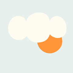 Cute cloud with sunseting sun. Simple illustration of the weather  in  the day time. Vector minimalistic illustration .