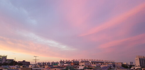 sunset over the city