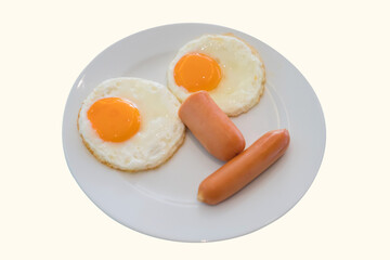 Happy Face Frying Eggs with coffee for breakfast