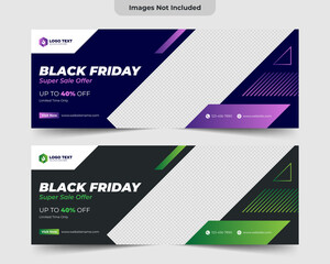 Naklejka premium Black friday facebook banner template design, Template banner and cover ads can use for social media,
