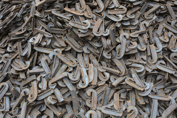 many pieces metal rust heap railway industrial parts 