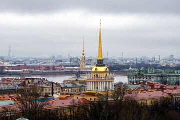 view from St. Isaac's Cathedral to the Admiralty, Peter and Paul fortress and the Hermitage 2