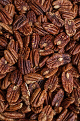 cleared pecan kernels close-up on the table