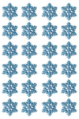 Silver blue decorative snowflakes isolated on white background. New year and christmas background