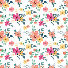 Fototapeta na wymiar Seamless Pattern with watercolor floral theme