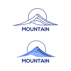 Fototapeta na wymiar Mountain and Sea logo design inspiration, Design element for logo, poster, card, banner, emblem, t shirt. Vector illustration