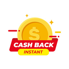 Cashback loyalty program concept. Credit or debit card with returned coins to bank account. Refund money service design. Bonus cash back symbol vector illustration