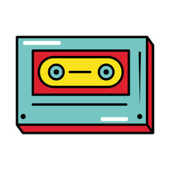 cassette classic pop art comic style, flat icon