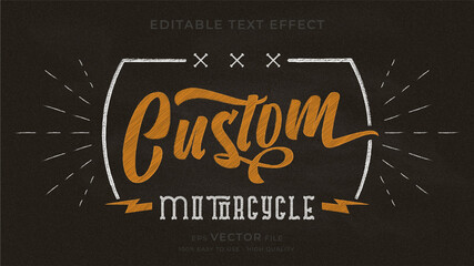 Fototapeta na wymiar Motorcycle typography chalkboard premium editable text effect