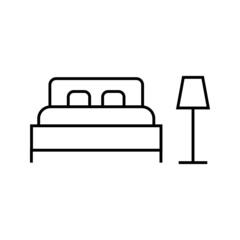bedroom thin line icon, hotel and sleep, bed sign, vector graphics, A alinear pattern on A on white background