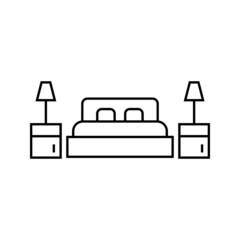 bedroom thin line icon, hotel and sleep, bed sign, vector graphics, A alinear pattern on A on white background