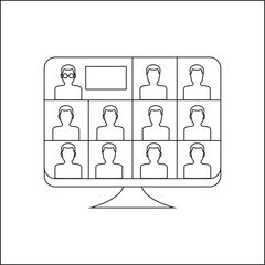 Online Class logo vector. Stay School Learn Study from home via Teleconference Web Video Conference Call During Coronavirus COVID-19 Pandemic Outbreak Display on Screen. Emergency Shcool  College 