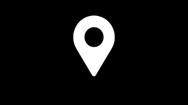 Location sign - Map pointer white pin mark sign. Alpha channel, 4K