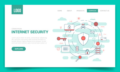 internet security concept with circle icon for website template or landing page banner homepage