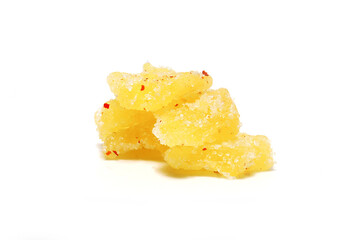 3 flavors of pineapple, dehydrated isolated on white background (with Clipping Path).