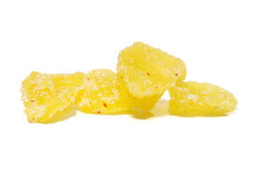 3 flavors of pineapple, dehydrated isolated on white background (with Clipping Path).