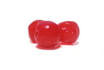 3 flavors of cherries isolated on white background. (With Clipping Path).