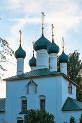 Russia, Yaroslavl, July 2020. Five-domed Orthodox Church at sunset.