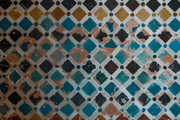 Mosaic at the Alhambra, in Nazaries Palace. Granada, Spain