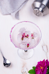 Obraz na płótnie Canvas Pink cocktail Margarita with rose syrup