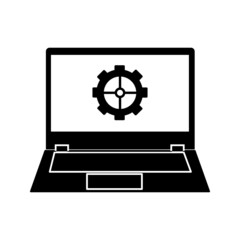 Laptop with pointer or cursor icon isolated
