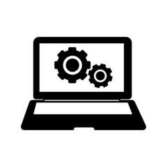 Laptop with pointer or cursor icon isolated