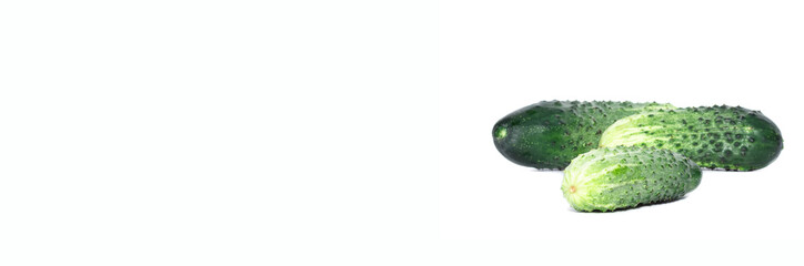 ripe green cucumbers isolated on a white background