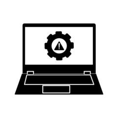 Laptop with pointer or cursor icon isolated