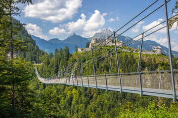 Highlin 179 suspension bridge on a sunny day in the Austrian alps