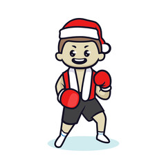 Fototapeta na wymiar Boxing day mascot with Santa Claus costume design