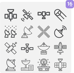 Simple set of solar battery related lineal icons.