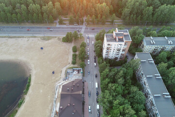 Aerial Townscape of Saint Petersburg City. Kalininsky District