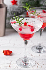 Cranberry margarita cocktail. Christmas drink